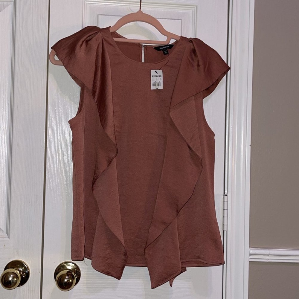 NWT Express Flounce Ruffle Silky Blouse- Size M